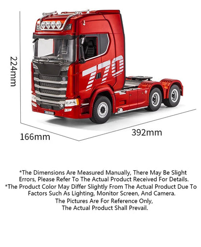 HUINA 1/18 19CH RC Truck 1501 770S Scania Alloy Tractor 2.4G Remote Control Engineering Trailer Truck with Light and Sound Toys