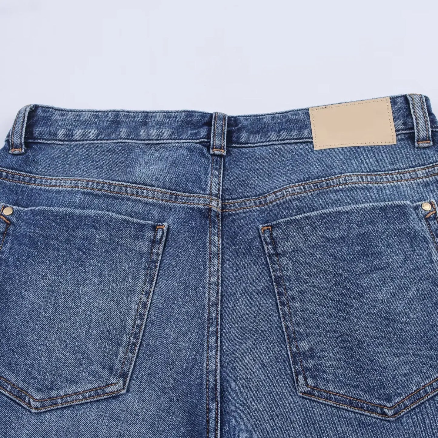 HH Women Denim Pant Sets Turn-Down Collar Long Sleeves Belt Autumn Coats+Pockets Loose High Waist Zipper Hemming Trousers