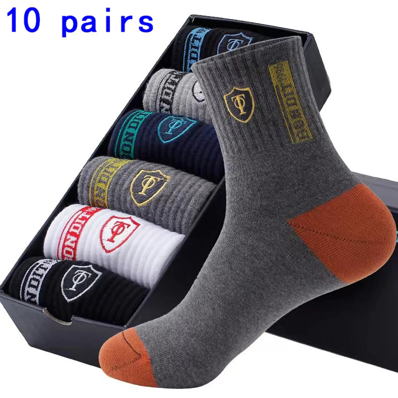 5 Pairs of Autumn and Winter MEN'S Sports Socks for Summer Leisure, Sweat Wicking, Lightweight and Breathable Basketball Socks.