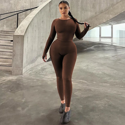 Dulzura Women 2024 Autumn Winter Long Sleeves Crop Tops Long Pants Two Piece Matching Sets Tracksuit Wholesale Items S3613114K