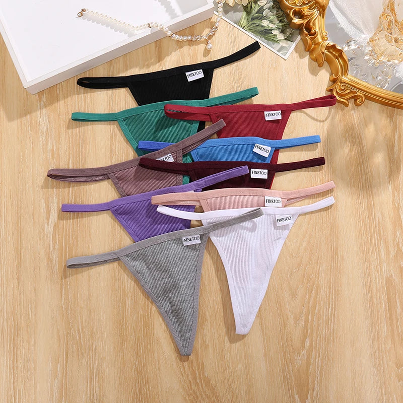7Pcs/Set Women’s Sexy Panties Seamless Cotton Low Rise Thongs Fashion Solid Color Soft Breathable Underwear Female Cozy G-string.