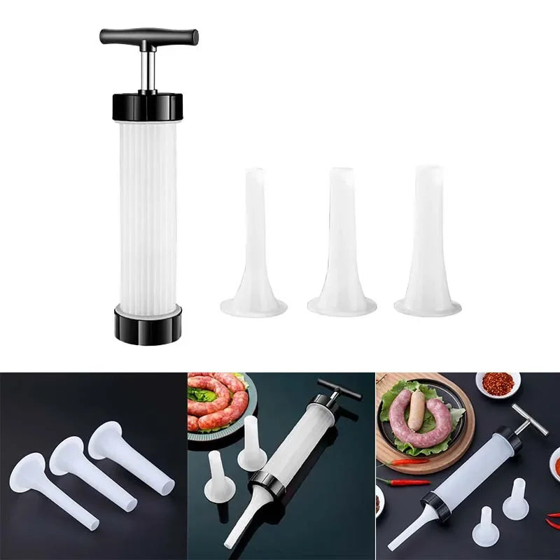 Manual Sausage Stuffer - Hand Crank Salami Maker with Metal Gears, Home Kitchen Filling Tool & Accessories (Vertical).
