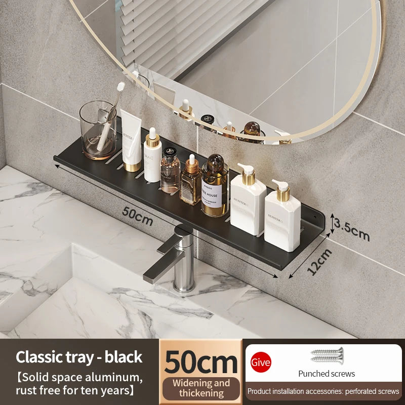 Badezimmerregal aus Aluminium, Badezimmerregal, WC-Lagerregal, WC- und Küchenregal, zum Aufhängen an der Wand, stanzfreies Regal