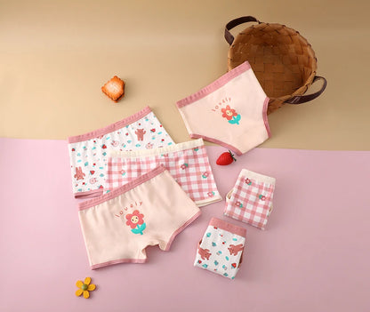 3Pcs/lot Kids Panties 7 Collections Chirdren's Underwear Lovely Girls Briefs Floral Grid Cute Pants Baby Dots Cotton Underpants.