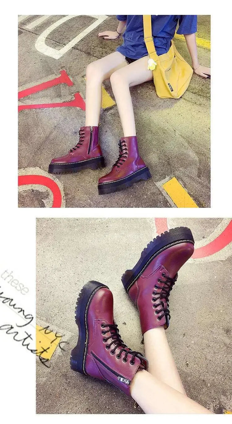 Autumn Winter Fashion Round Toe Lace-up Shoes Womens Boots Zip Ankle Boots For Women High Heels Basics Casual