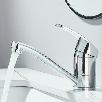 Kitchen Faucets Chrome Deck Mount Bathroom Basin Faucets Single Handle Single Hole Hot and Cold Water