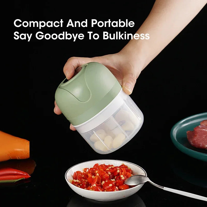 Electric Garlic Purer 250ML Mini Electric Garlic Chopper USB Charging Ginger Vegetable Cutter Food Chopper Kitchen Tools.
