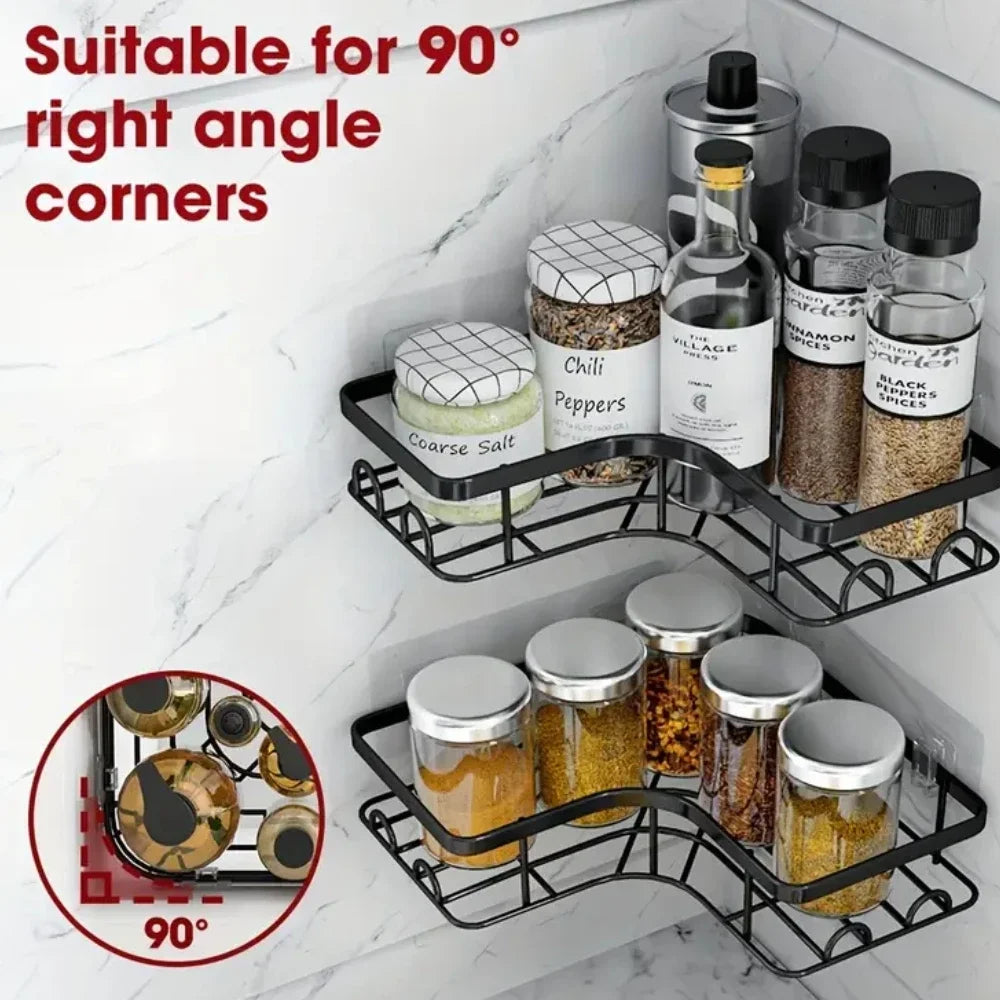 An der Wand montierter Badezimmerregal-Organizer mit verdicktem Eisen-Dreiecksrahmen, Küchen-Eckregal