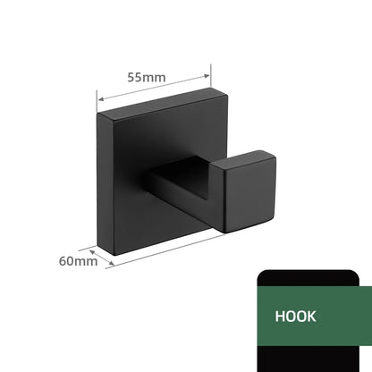 Mattschwarz Badezimmer Hardware Set Kit Zubehör Wandregal Handtuchhalter Rack Schiene Robe Aufhänger Toilettenbürste Rollenpapierhalter Schüssel