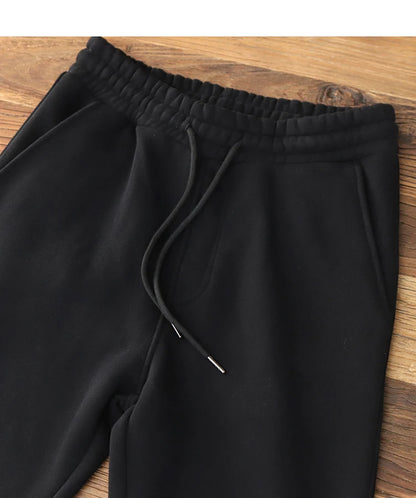 420G Heavyweight Fleece-Lined Sweatpants for Men, Lamb Wool Fleece, Warm Drawstring, Light Gray, Sports Casual Joggers, Winter.