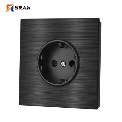 SRAN Eu-Steckdosen, 82/153/224 x 82 mm, schwarzes Panel aus Aluminiumlegierung, 16 A USB-Wandsteckdose Typ C, Heimbüro.