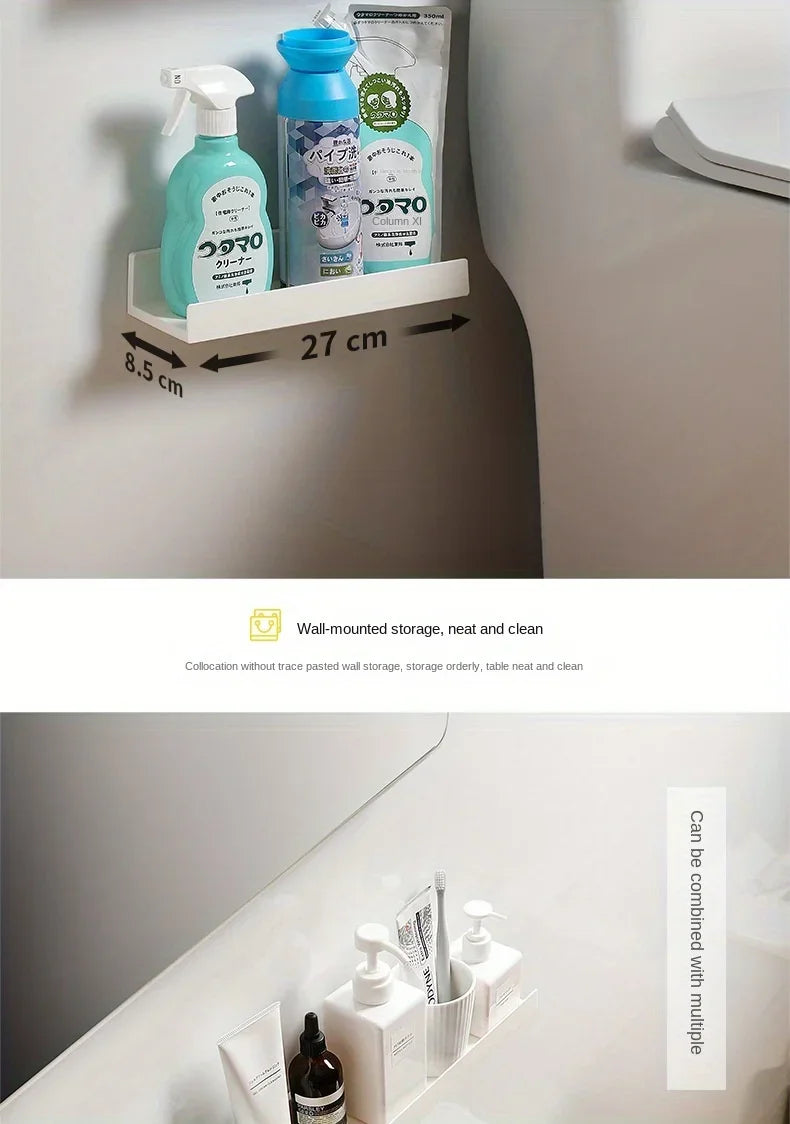 Badezimmerregal, Make-up-Aufbewahrung, Organizer, selbstklebende Regale ohne Bohren, Wand-Shampoo-Regal, Duschregal