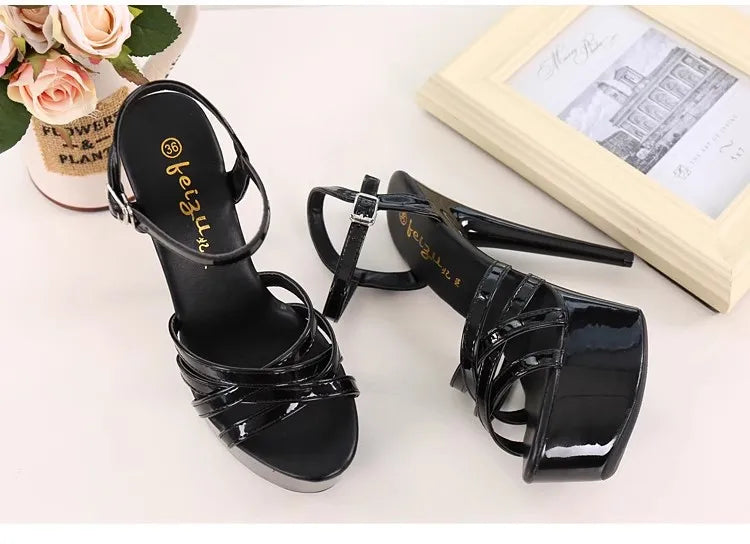 New 2024 Summer Fashion Sandals Sexy Open Toe 15CM High Heels Party Dress Wedding Nightclub Women Shoes Platform Stripper Heels.