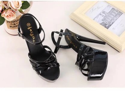New 2024 Summer Fashion Sandals Sexy Open Toe 15CM High Heels Party Dress Wedding Nightclub Women Shoes Platform Stripper Heels.