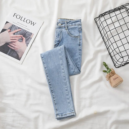 High-Waisted Slimming Jeans Women's Spring Summer New Style Outerwear Tight Fitting Elastic Waistline Legging Shoes
