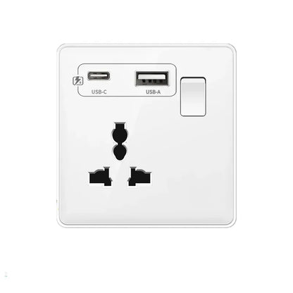 18 W Typ-C-Stecker, Schnellladung, UK 13 A USB-Wandsteckdose, Steckdose mit 3,1 A USB C, universelles Dual-5-Pin-Steckdosenpanel.