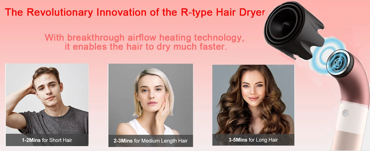 1400W pure original high-power hair dryer, dries hair quickly, lightweight body, low noise, comes with various types of nozzles.
