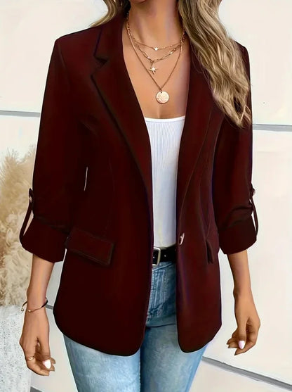 Frauen S-2XL Größe Pendler Neue Stil Langarm Mantel Mode Strickjacke Kleinen Anzug Elegante Einfarbig Casual frauen Anzug tops
