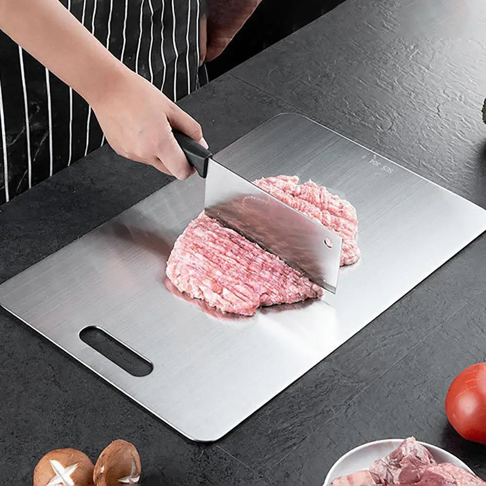 Titanium Cutting Boards for Kitchen Stainless Board 304 Steel Thickened Double Sided Food Grade Portable Fruit Meat Chopping
