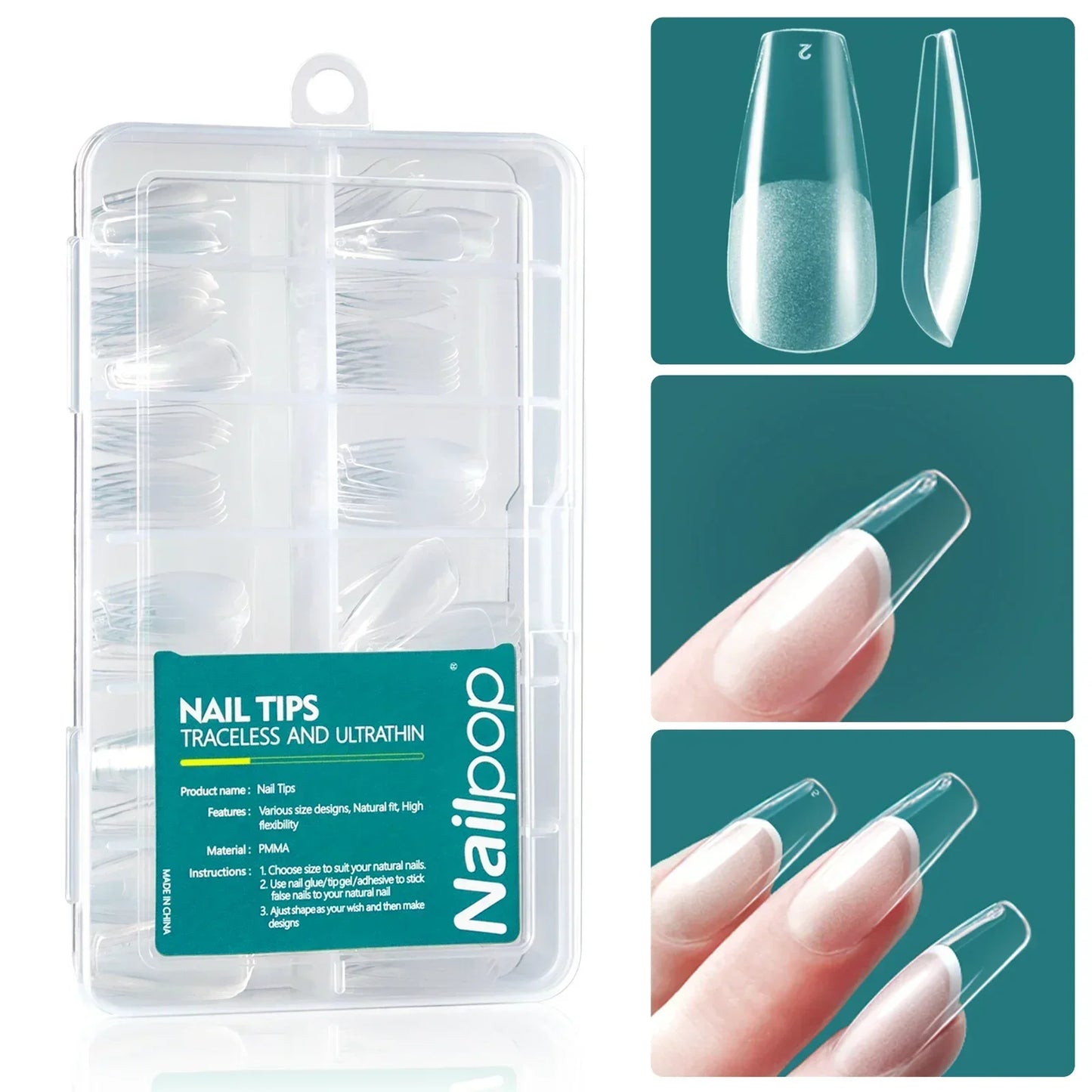 Nailpop 120pcs Acrylic Nails Fake Capsule Short Almond Coffin Square Artificial Nail Extension Soft Gel Tips Accessories Tools