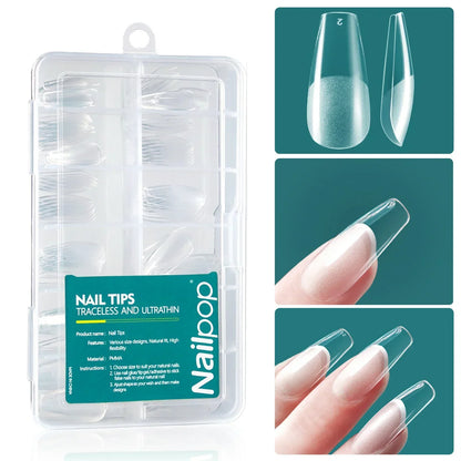 Nailpop 120pcs Acrylic Nails Fake Capsule Short Almond Coffin Square Artificial Nail Extension Soft Gel Tips Accessories Tools