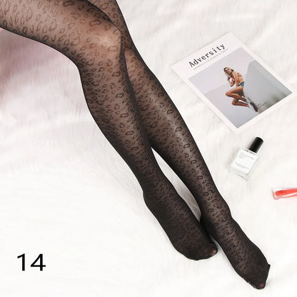 Sexy Women love Dot Embroidery Silk Stocking Thin Vintage Faux Tattoo Thigh Sheer Pantyhose Female Elastic Hosiery girls Tights