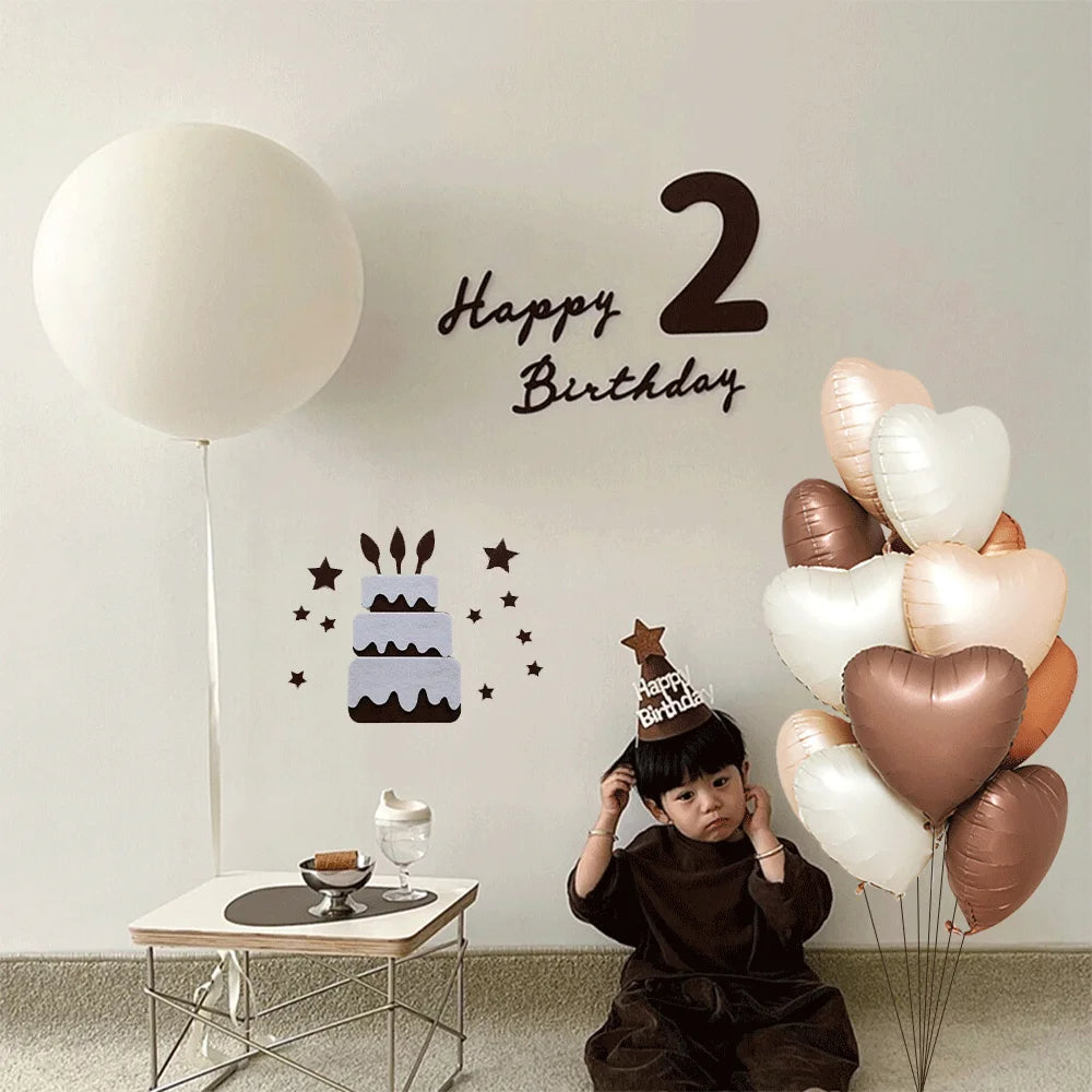 40in Cream Big Number Balloon 18in Three Color Love Foil Helium Balloons Aldult Birthday Set Boys Girls 1st Birthday Decorations