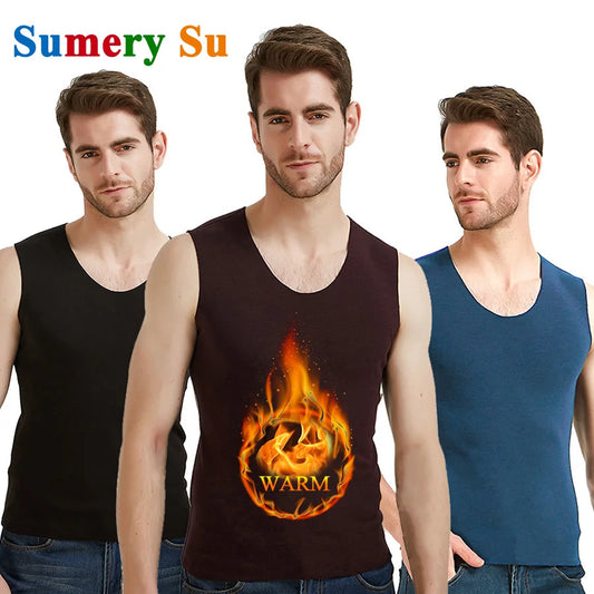 Warm Tank Tops Men Winter Thick Clothes Fitness Thick Heating Fiber Vest Male Sleeveless Tops Slim Casual Seamless Undershirt.