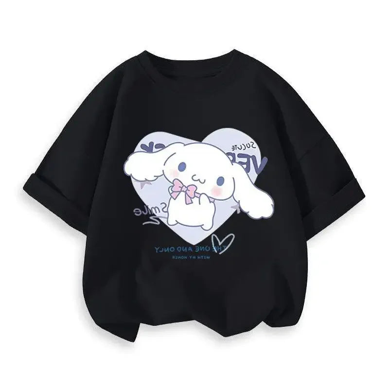2024 New Summer COTTON T shirt Girls Boys Cinnamoroll T shirt Cartoon Print Kids T-Shirts Children Girls Tops Clothes.