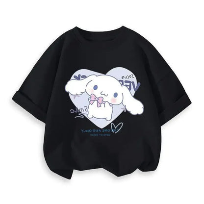 2024 New Summer COTTON T shirt Girls Boys Cinnamoroll T shirt Cartoon Print Kids T-Shirts Children Girls Tops Clothes.