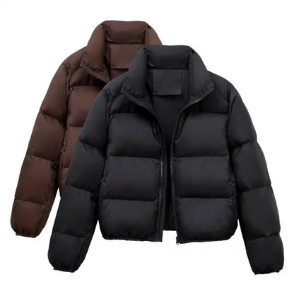 Reversjacke, einfarbige Jacke, winddicht, gepolstert, Daunenmantel mit Stehkragen für Herren und Damen, schmale Passform, Outdoor-Jacke für den Winter