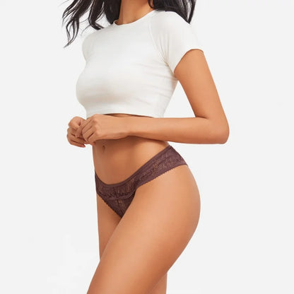 3PCS/Set Women Lace Panties Sexy Low Riase Elastic Brifes Solid Color Perspective Breathable Underwear Ladeis Sexy Lingerie