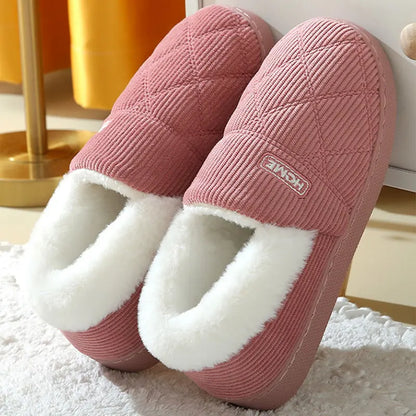 Shevalues Women Plush Slippers Winter Warm Fur Antiskid Cloud Slippers Outdoor Breathable Thick Flat Sole Slipper Home Slippers.