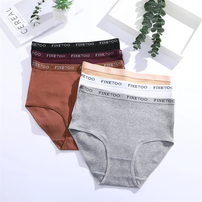 3Pcs Plus Size Cotton Underwear Sexy Striped Mid Waist Panties Breathable Stretch Belt Briefs Female Comfort Lingerie Shorts New.