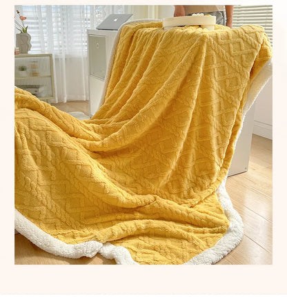 Double Layer Fleece Blanket Autumn Winter Thick Warm Office Nap Throw Blankets for Sofa Bed Single Double Soft Plush Comforter.