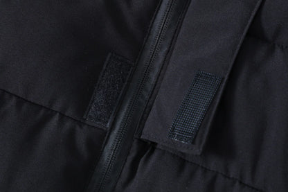 Compass Button Patch Style Men's Stand-up Collar Down Cotton Casual Vest Windproof Men's Jacket Slim Men's Hooded hat Wear.