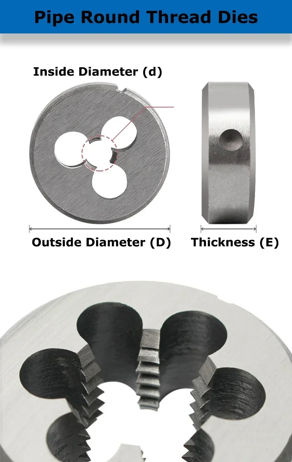 LIYU Rohrgewindeform, metrische runde Matrizen, G-Schneidwerkzeug für die rechte Hand, legierter Stahl, G1/16 G1/8 G1/4 G3/8 G1/2 G5/8 G3/4 G7/8 G1''