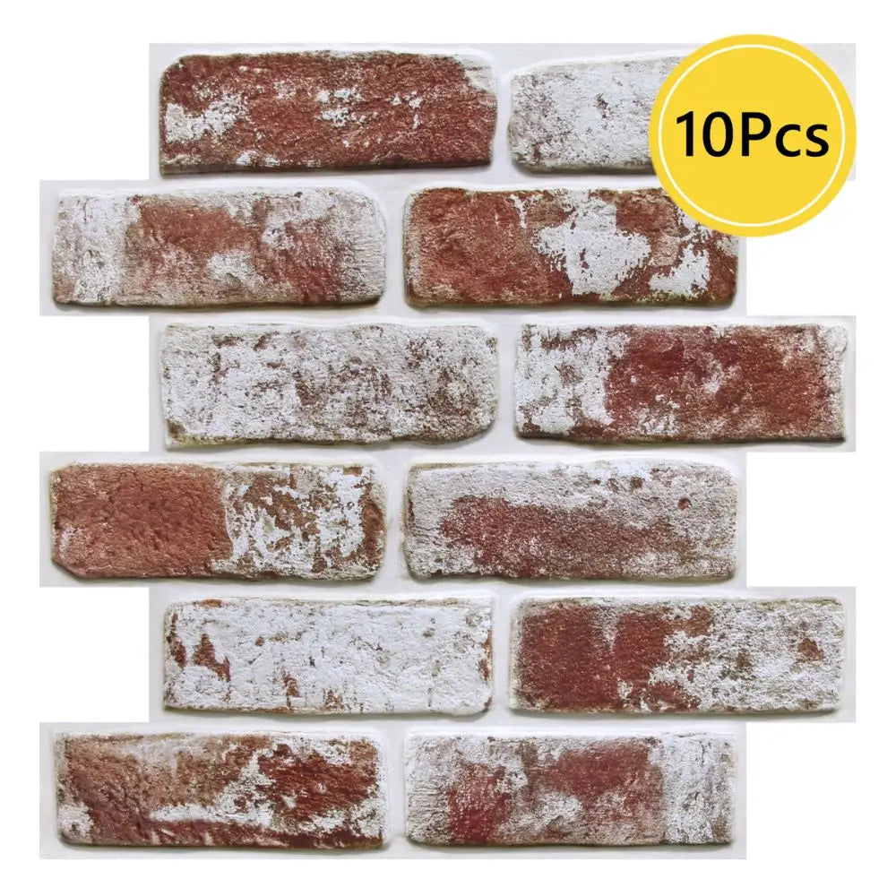 10pcs 3D Brick Wall Stickers Self-adhesive Faux Brick Wall Panels, Matt, Waterproof, 30 x 30cm, Living Room Bedroom Wall Decor