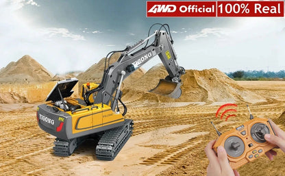 4WD Remote Control Excavator Toy Radio Controlled RC Dump Truck Vehicle Crawler Bulldozer Construction Car Gifts for Kids Boys.