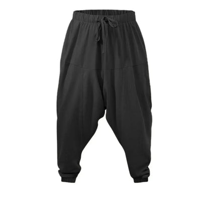Harem Pants for Men Cotton Linen Drop Crotch Cozy Streetwear Loose Fit Breathable Lightweight Long Pants Male Joggers.