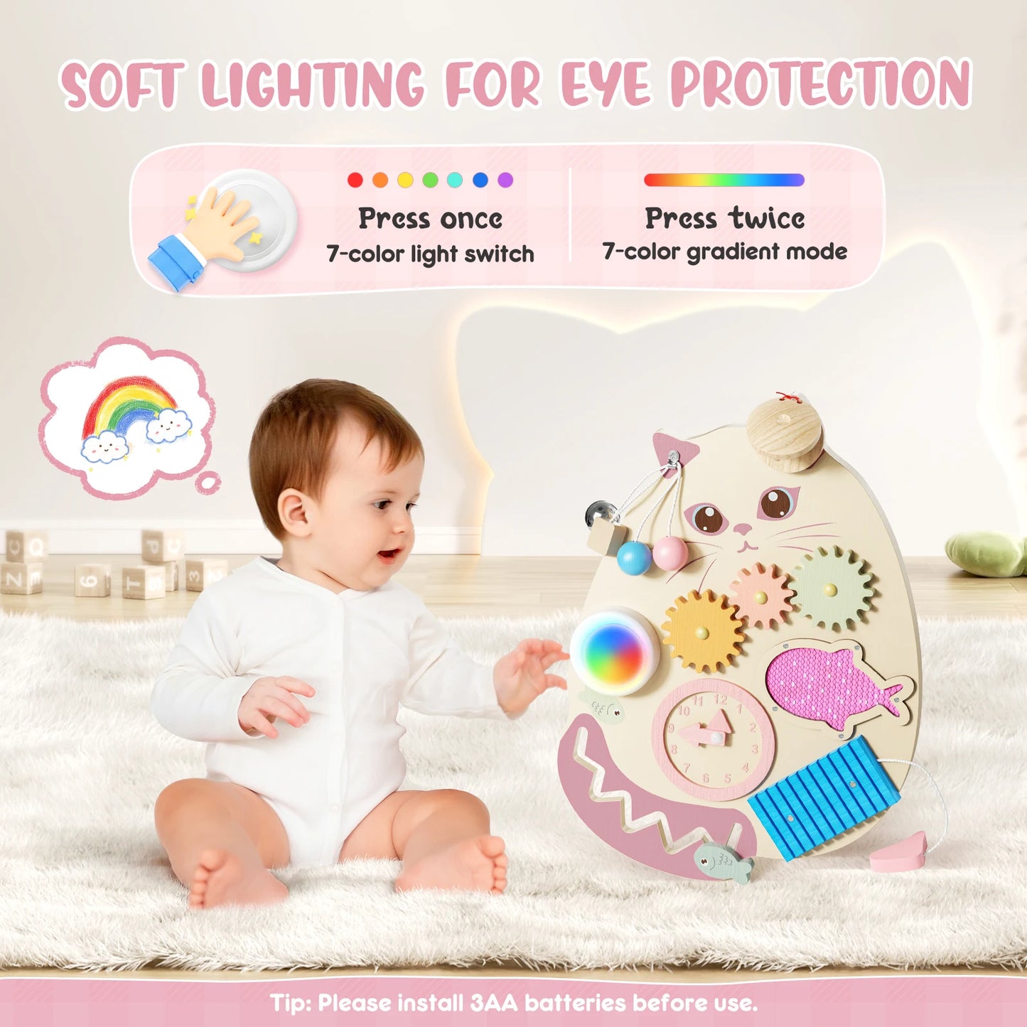 Montessori Board, Busy Board, Montessori Board, Sensory Board Wood Develop Fine Motor Skills For Children From 3 To 6 Years Old.