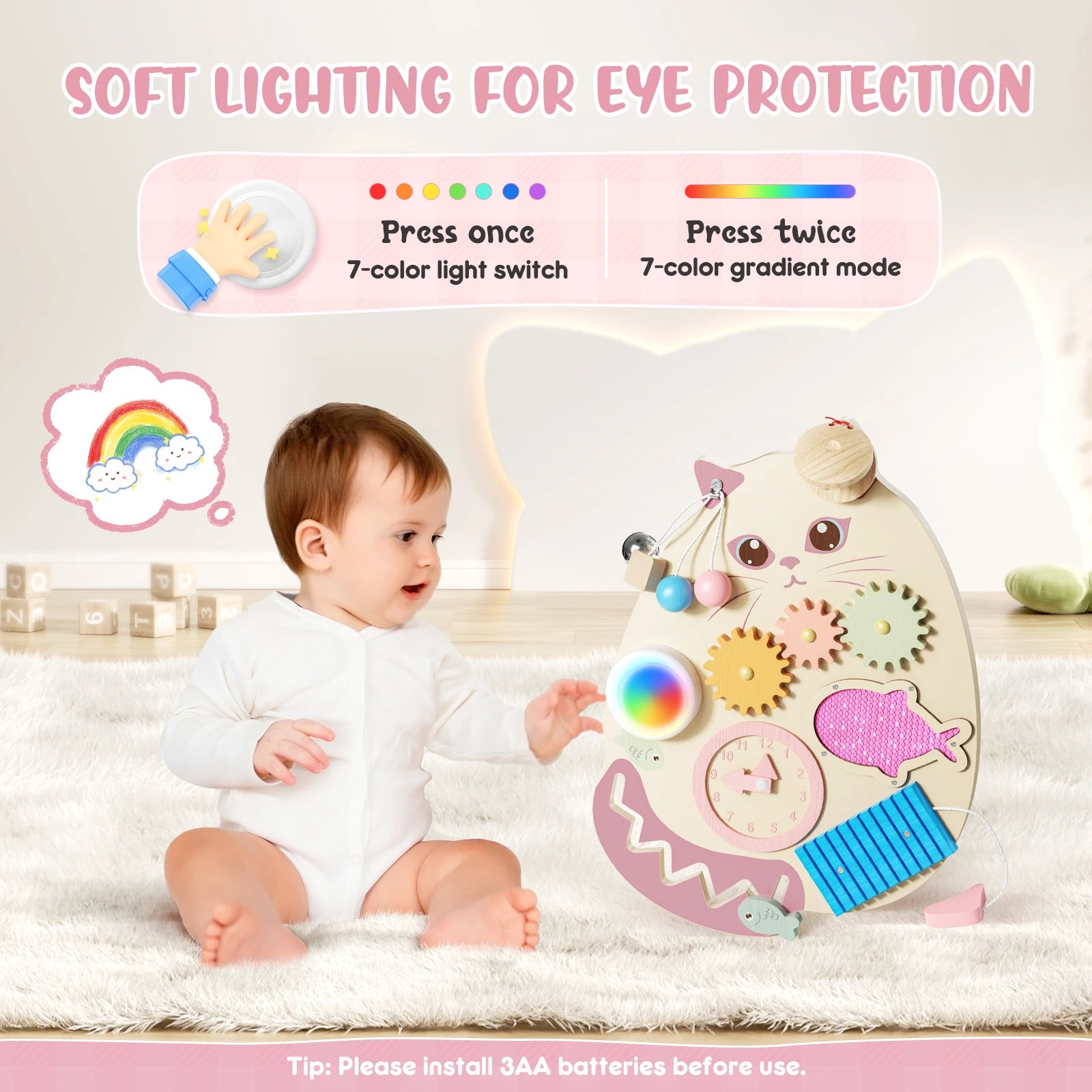 Montessori Board, Busy Board, Montessori Board, Sensory Board Wood Develop Fine Motor Skills For Children From 3 To 6 Years Old.