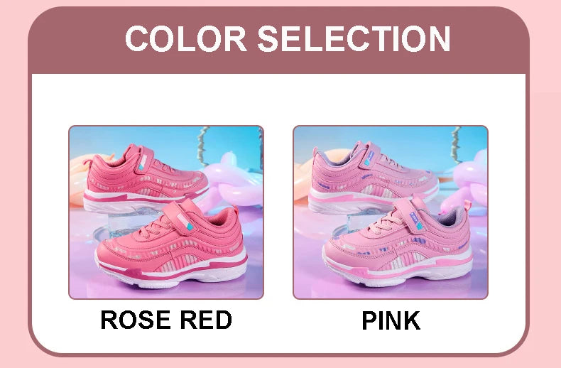 Girls Sport Shoes Waterproof Running Kids Sneakers Casual Leather Pink Breathable Fashion Antislip Lightweight Children Shoes.