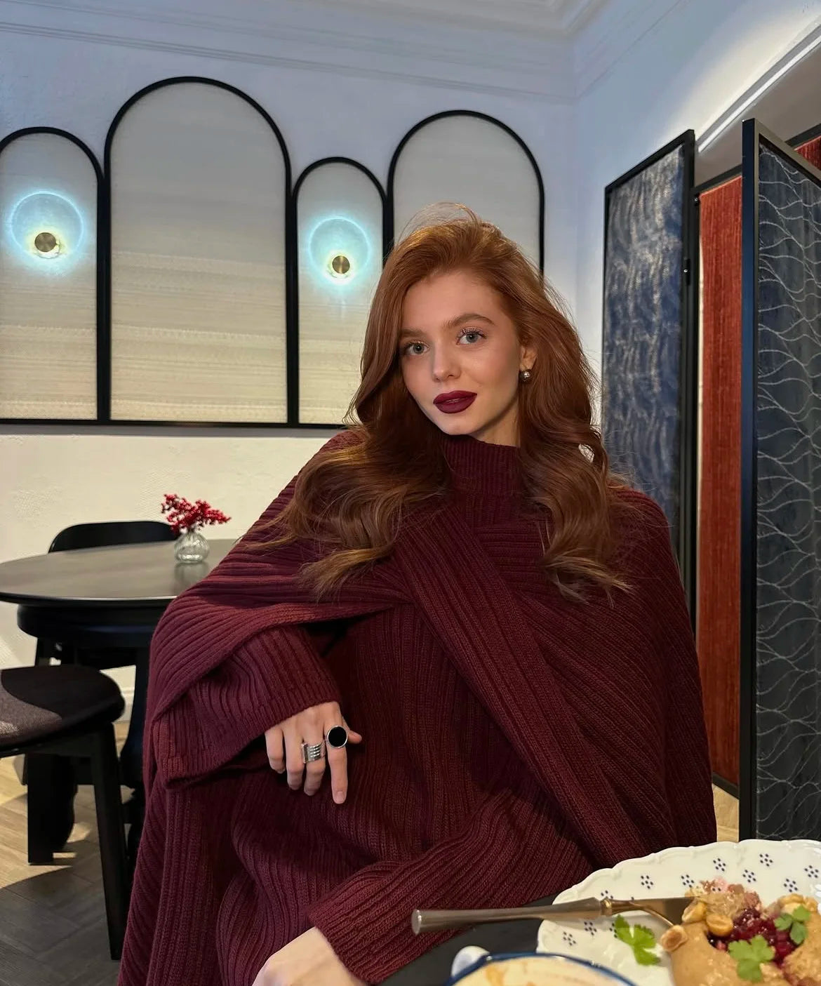 Hirsionsan Soft Elegant Vintage Women Suits 3 Pieces Female Sets O Neck Sweater & Wild Leg Pants with Scarf Knitted TrackSuit.