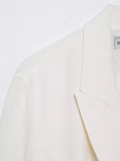 HH Women's Suits White Turn-Down Collar Long Sleeves Lace-Up Blazers+High Waist Zipper Long Pants Female Spring Fashion Sets.