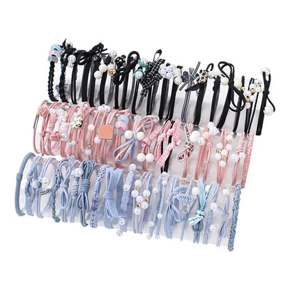 50/12PCS  Women Elastic Hair Ties Pearls Fashion Girls Scrunchies Ponytail Holder Rubber band Hair Rope Hair Accessories.