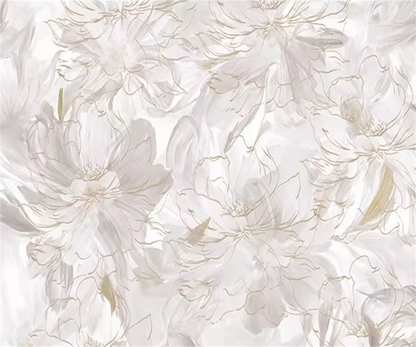 Maßgeschneiderte cremefarbene abstrakte Kunst, Feder-Blumenmuster, Tapete, TV-Hintergrund, Wanddekoration, Schlafzimmer, europäisches Wandbild