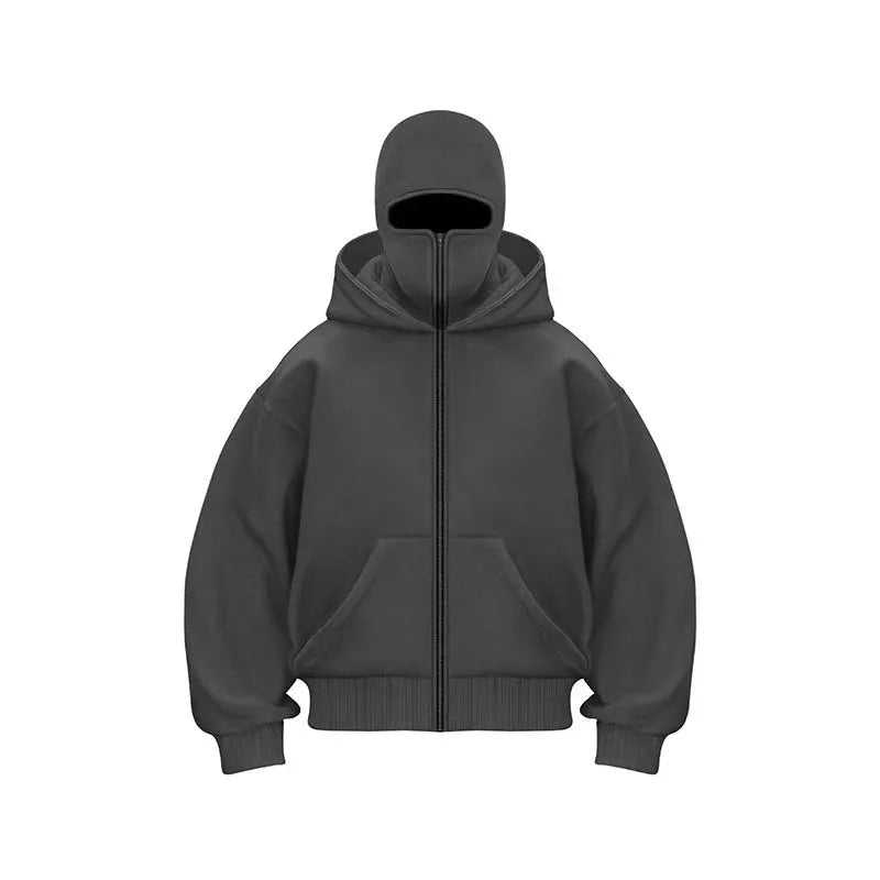 2025 Autumn Men Balaclava Y2K Gothic Harajuku Winter New Item Double Hooded Sweatshirt Men's Hooded Mask Zipper Sportswear Women.
