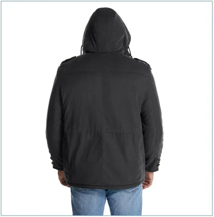Men's Jacket WINTER USA SIZE Large SIZE Lamb Fleece JACKETS Hooded Cotton Thickened Multi Pocket Casual Mid length Coat