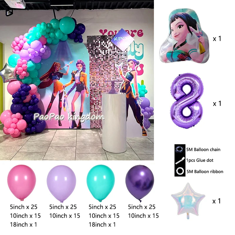 Kpop Dämonenjäger Themen Mädchen Geburtstag Luftballons Dekoration Anzahl Ballon Partyzubehör Babyparty Film Halloween Ballon